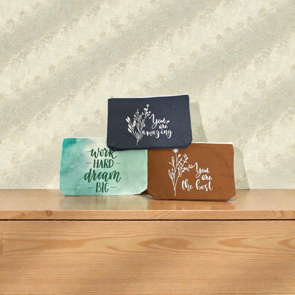 Set of Three Inspirational Cosmetic Bags